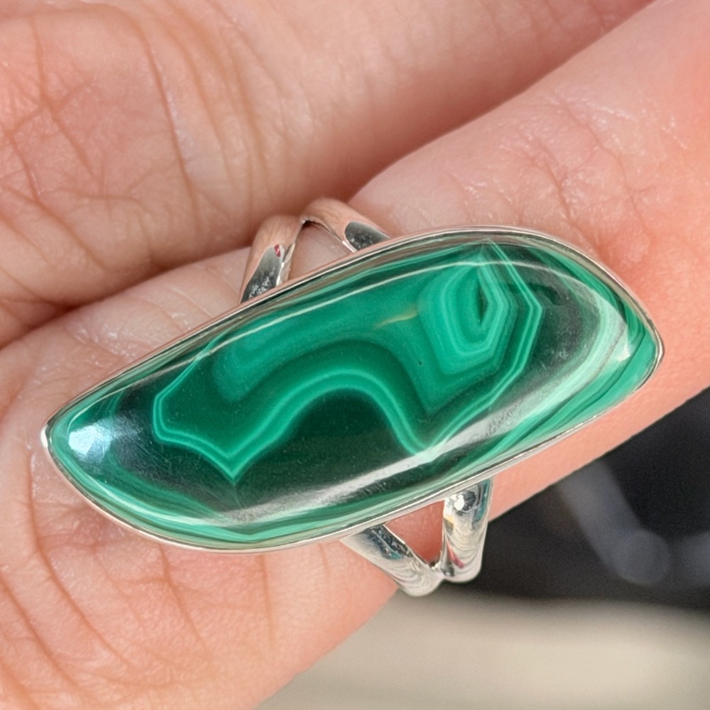 Congo Malachite Ring Solid 925 Sterling Silver Si… - image 5